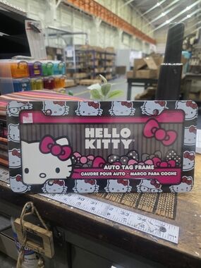 Hello Kitty Pink & Black License Plate Frame with Bow Motif